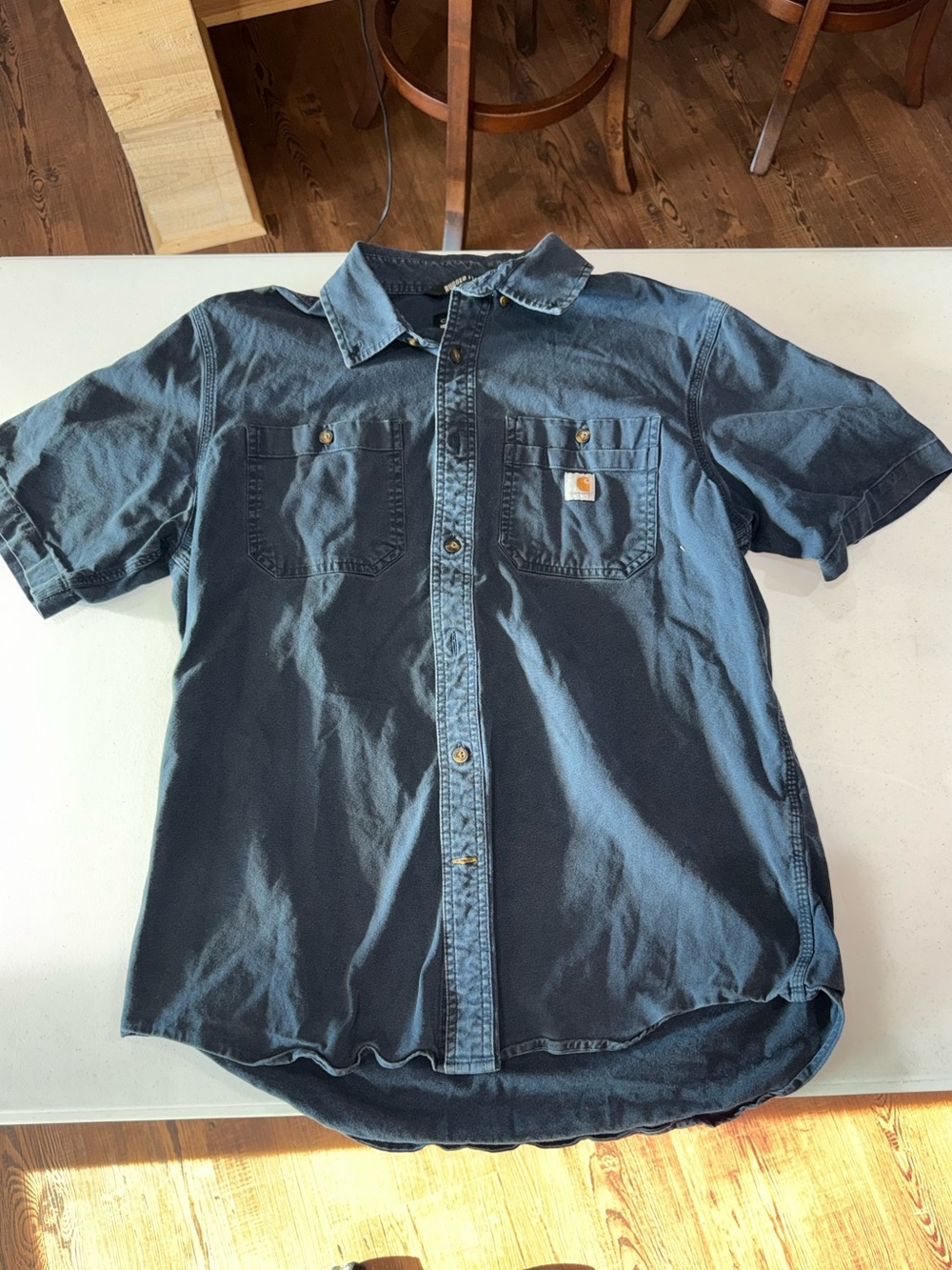 Carhartt Navy Short-Sleeve Button-Down Work Shirt